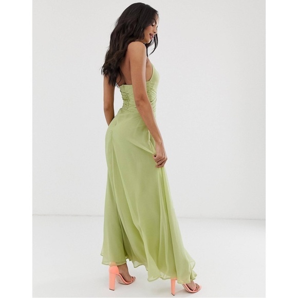 K012 ASOS DESIGN Maxi Dress w/ High Neck & Drape Waist Detail - Picture 2 of 7